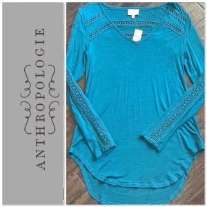 NWT! Anthropologie XS shirt with crochet detail